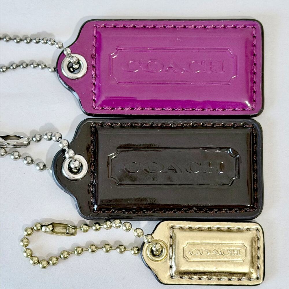 3 Coach Hang Tag Replacement 2.5" Fuschia/Pink/Purple Black Gold Bundle
